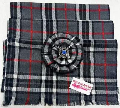 Grey Thompson Tartan Sash Rosette Burns Night Stag Wedding Scottish Blue Viking • £17.90