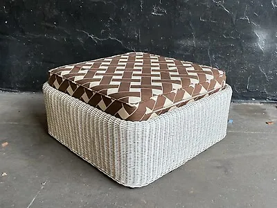 1970s Vintage Bamboo Wicker Rattan Ottoman Footstool Bench W Cushion • $499.99