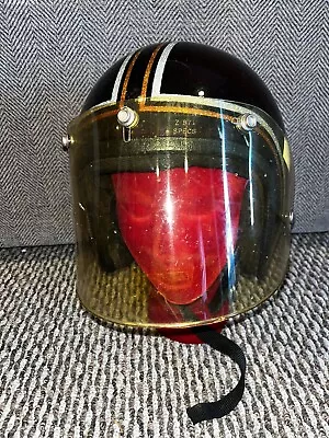 Vintage Brown Stripe Face Guard Metal Flake Motorcycle Helmet Snowmobile • $74.99