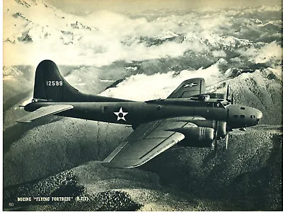 1943 Vintage Print WW2 Plane Boeing Flying Fortress B-17 Series Bomber Aircraft • $24.88