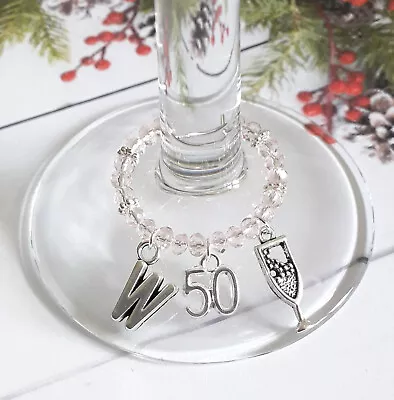 £1.95 • Buy Pale Pink Birthday Initial Glass Charm - Wine/gin/champagne -18th 21st 30th