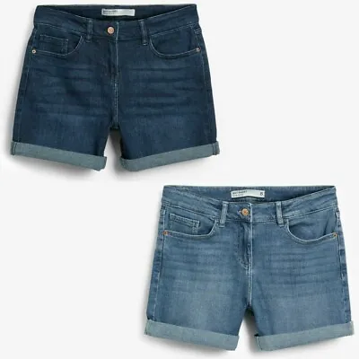 Ladies Next PETITE Denim Boy Shorts Blue Sizes 6 - 18 • £10.99