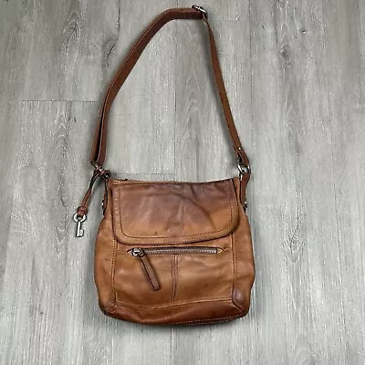 Fossil Hanover Brown Leather Crossbody Messenger Handbag Purse • $22.97