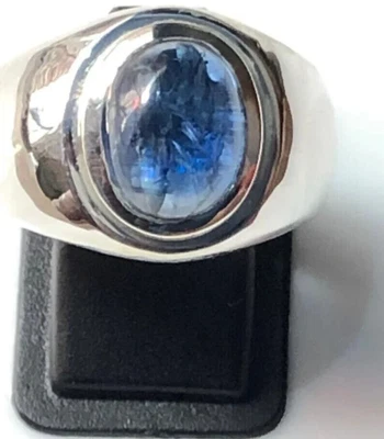 Natural Blue Sapphire In 925 Sterling Silver Man Ring Oval Gemstone Cristmast Sa • $151.28