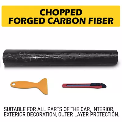 24K Chopped Forged Carbon Fiber Gloss Black Car Vinyl Wrap Sticker Decal Sheet • $13.99