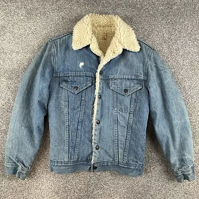 Levi's Vintage Sherpa Lined Trucker Jacket Men's 34 Denim Pockets Made In USA • $37