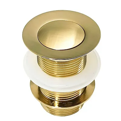 £21.99 • Buy Basin Waste Sink Pop Up Push Button Click Clack Plug Unslotted Bath Brushed Gold