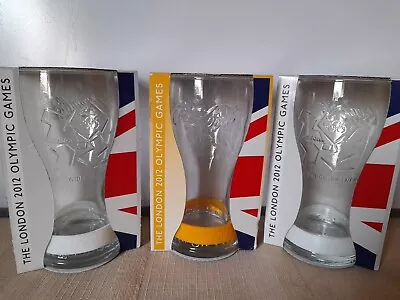 McDonalds Coca Cola Glasses The London 2012 Olympic Games White & Yellow Bands • £12