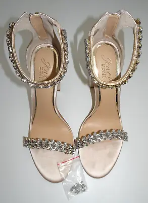 Jewel Badgley Mischka Mayra Ankle Strap Evening Shoe Champagne Size 7 1/2 • £61.55