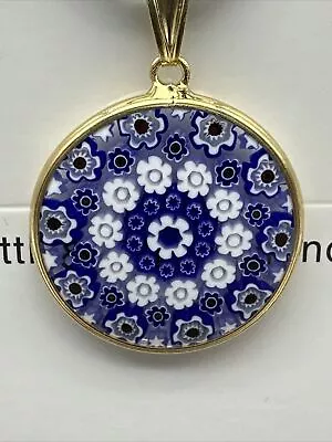 Gold-Plated Silver - Authentic Murano 25mm Millefiori Pendant Necklace - MN 5 • $25.99