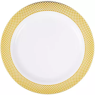 12 Pk. 9  Dinner Plates China Look Masterpiece Style Wedding Disposable Plastic • $23.99