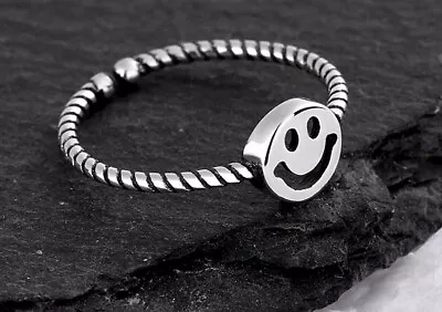 Smile 925 Sterling Silver Adjustable Band Thumb Rings Womens Girl Jewellery Gift • £3.09