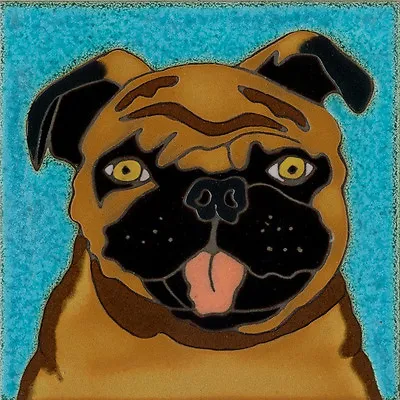 Ceramic Tile Pug Dog Wall Decor Hot Plate Backsplash Installation Mural Mosaic • $46.95