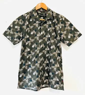 MERC London Green Floral Flower Hawaiian Shirt Size S 36 To 38” Retro Shirt • £12.99