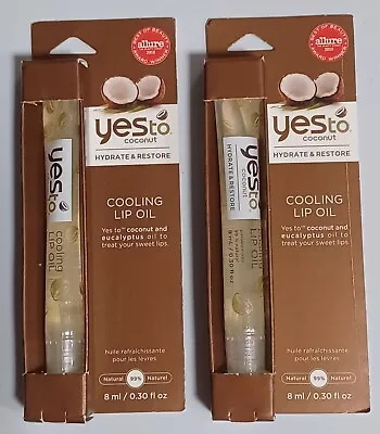 Yes To Coconut - Cooling Lip Oil  (x2) - NEW & Sealed  8 Ml/0.30 Fl Oz EA (NOS) • $29.95