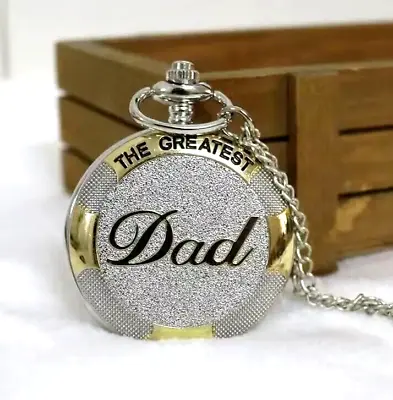 Retro Casual Silvery Pocket Watch Necklace Men Dad Holiday Gift Family Fashion • $28.98