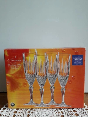 £56 • Buy 4 Cristal De France Champagne Glasses BNIB 2 Pc Set