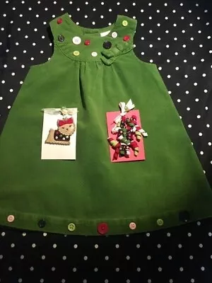 Gymboree Pups And Kisses Corduroy Jumper Dress Dog Puppy Hair Barrette Clip 2T • $35