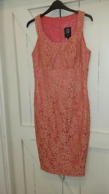 Gorgeous Jax Ladies Coral Lace Pencil/wiggle Dress - Size 6/8 • £2.50