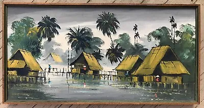 Vtg Oil Painting MCM Maing Thauk Burma Myanmar Modernist 1960s Mid Century • $140