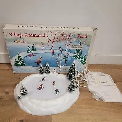 Vintage Dept 56 Village Animated Ice Skating Pond Christmas Works Original Box • $72