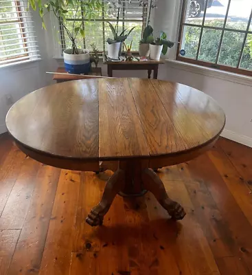 Antique Oak Wood Table With Leaf • $500