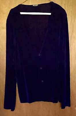 New Purple Button Down Top Jacket Softwear By Mark Singer Size XLG V Neck USA • $80