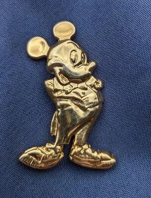 Vintage Wendy Gell 2.5  Disney Goldtone Mickey Mouse In Tux Lapel Pin Brooch • $10