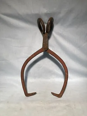 $19 • Buy Vintage Burly Red Cast Iron Ice Tongs