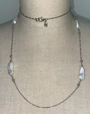 Hagit Gorali Hg Sterling Silver And Pearls Chain Statement Long  Necklace • $69.99