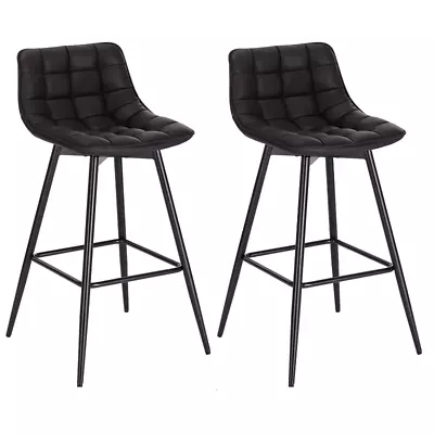 £89.99 • Buy 2x Bar Stools Dining Room Kitchen Breakfast High Chair With Footrest Metal Legs