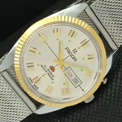 OLD REFURBISHED RICOH AUTO JAPAN MENS SILVER DIAL WATCH 588b-a310652-2 • £23.99