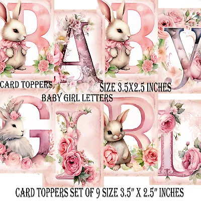 Card Toppers Cardmaking Craft Letters BABY GIRL Scrapbook Journaling Tags Bunny • £2.99