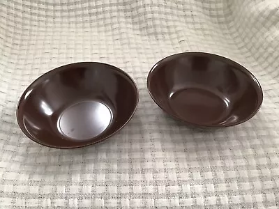2 Vintage Retro Chocolate Brown Melaware Cereal/Desert Bowls. 6” Diameter. • £4