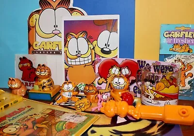 Vintage Garfield Lot Of 17 Book With Cassette PVC Figures Glass Mug Etc • $22.99