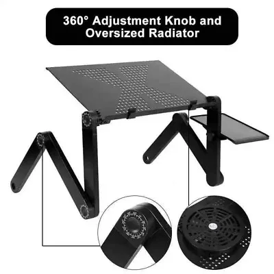 Adjustable Folding Laptop Stand Desk Portable Sofa Lap Tray With Cooling Hole • £15