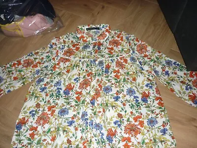 Zara Designer - Floral Stunning Detailed Summer Blouse/shirt Top Xl - 14 ? • £14.99