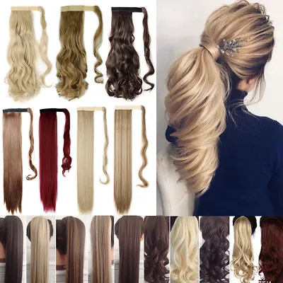 Hair Ponytail Clip In As Real Human Hair Extensions Wrap Around Pony Tail US • $10.29