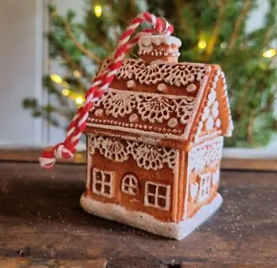 £5.99 • Buy Gingerbread Man House Iced Christmas Tree Decoration Gisela Graham Lace Roof
