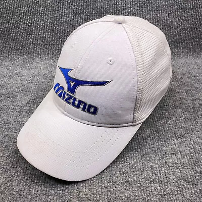 Mizuno Hat Cap Stretch Fitted Small Medium White Blue • $14.97