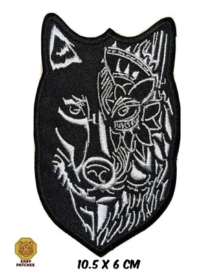£1.99 • Buy WOLF Embroidered Animal Black Iron/Sew On Patch Biker Heavy Metal Badge