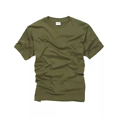 Army T Shirt US Combat Military Tactical Style Cadet Short Sleeve Gym Top Olive • £9.99