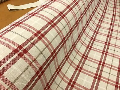 50% Off! Next Red Check Weave Upholstery Curtain Fabric Material Sale • £0.99