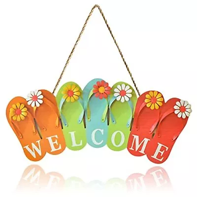 $12.91 • Buy Flip Flops Welcome Sign 16 Summer Pool Beach Decor Slippers Shaped Cutouts H
