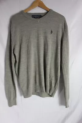 U.S. Polo Assn Mens Sweater XL Gray Soft Acrylic Pullover V-Neck • $15.99