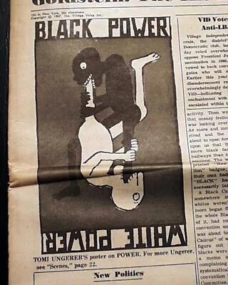 BLACK POWER/WHITE POWER Tomi Ungerer Racist Illustration Print 1967 Newspaper • $48