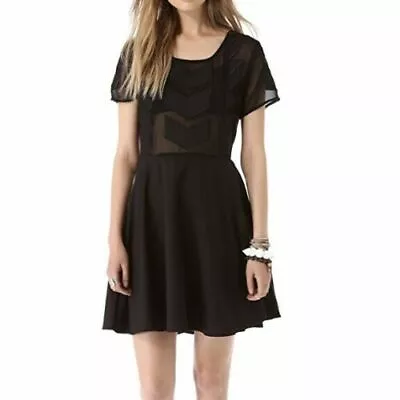 MINKPINK Women’s Zepher Black Sheer Short Sleeve Dress Size Extra Small • $21.97