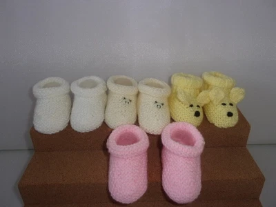 £2.95 • Buy Cute Hand Knitted Baby Booties Boy Or Girl Size Newborn Choice Of Colour