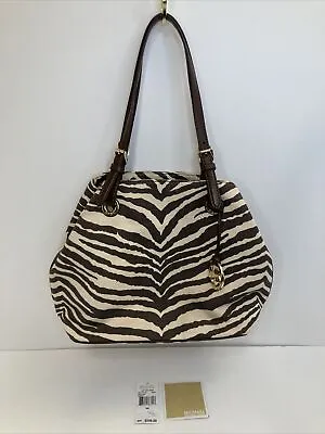 Michael Kors Jet Set Tiger Grab Bag Tote Brown/Beige Canvas Used With Tags • $50