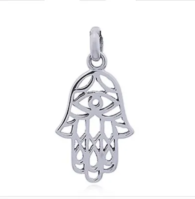 925 Sterling Silver Open Hamsa Hand Of Fatima Pendant Sold Without A Chain  • £9.95